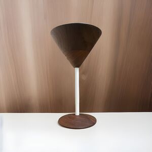 MCM David Rasmussen Wood Martini Glass Art White Ceramic Stem Vintage Eames Like